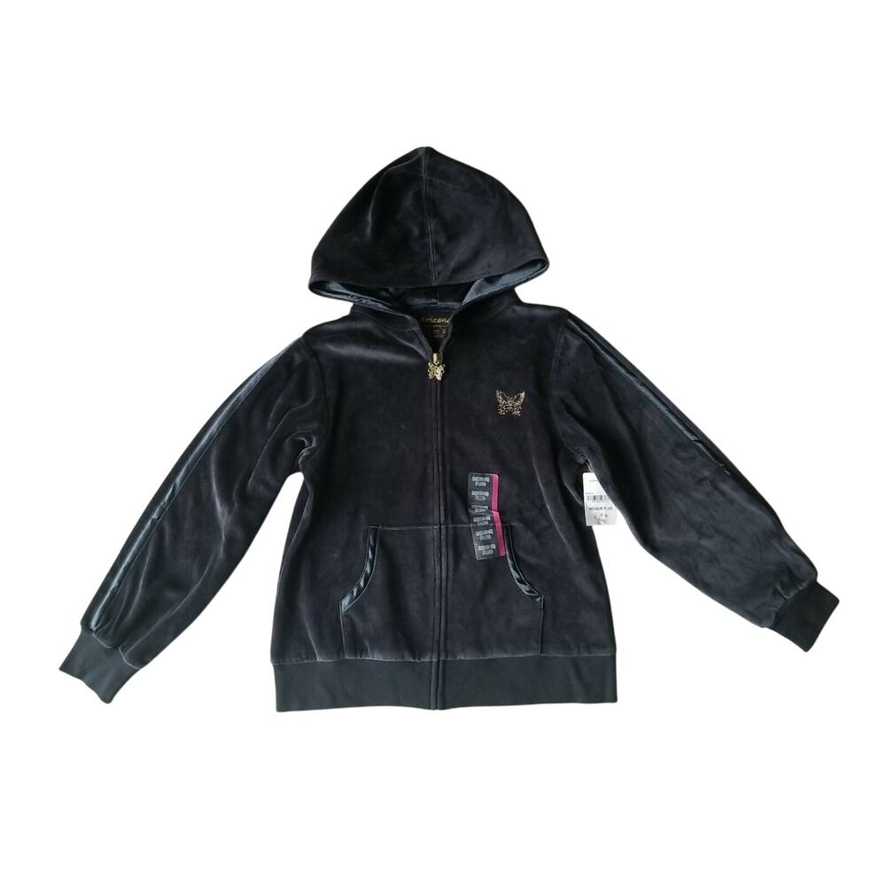 Arizona Plus Girls Hoodie Shirt long Sleeve Black Velour Size M
